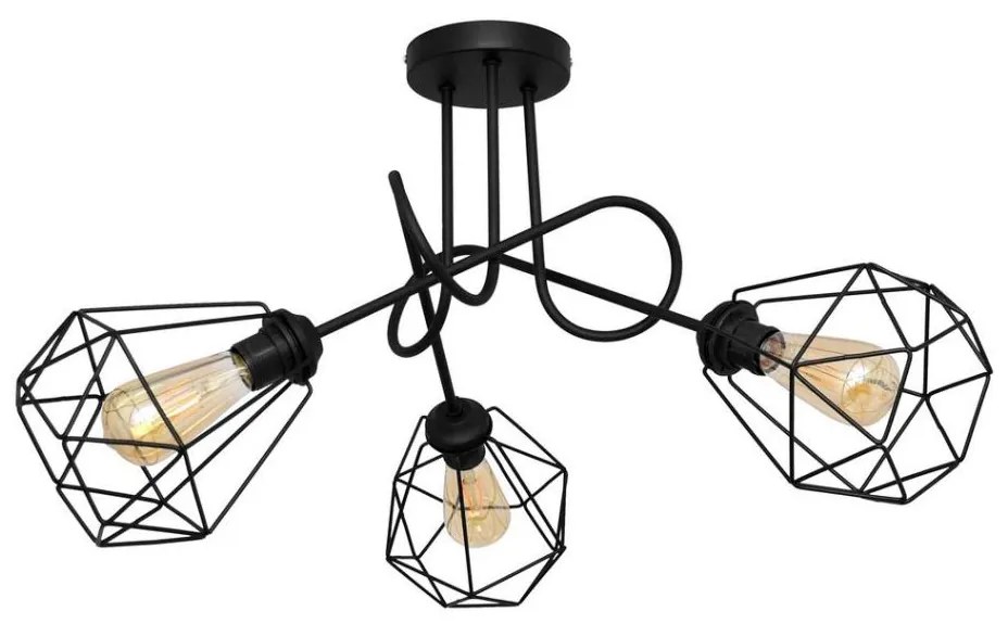 Felületre szerelhető csillár KARO 3xE27/15W/230V fekete