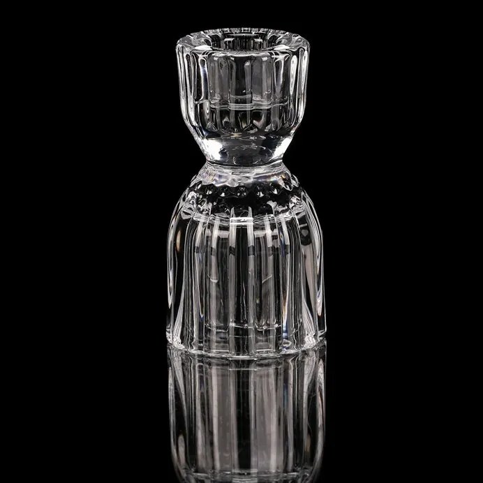 10 cm-es üveg gyertyatartó kúpos gyertyához,átlátszó