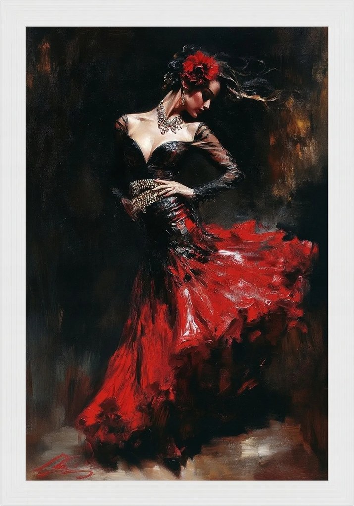 Poszter Keret Fa Tánc Nő Spanyolország Flamenco Zene 40x60