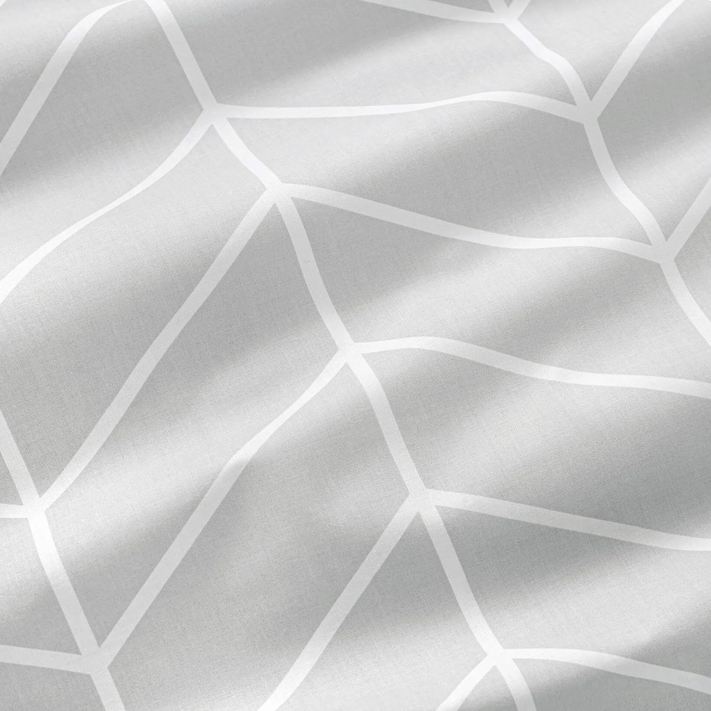 Goldea pamut gumis lepedő - fehér cikkcakk szürkén 160 x 200 cm