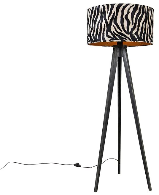 Állólámpa állvány fekete zebra árnyékolóval 50 cm - Tripod Classic