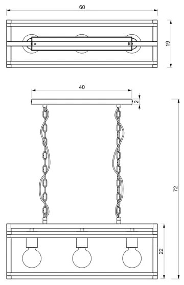 Csillár láncon ARNOLD 3xE27/60W/230V fekete