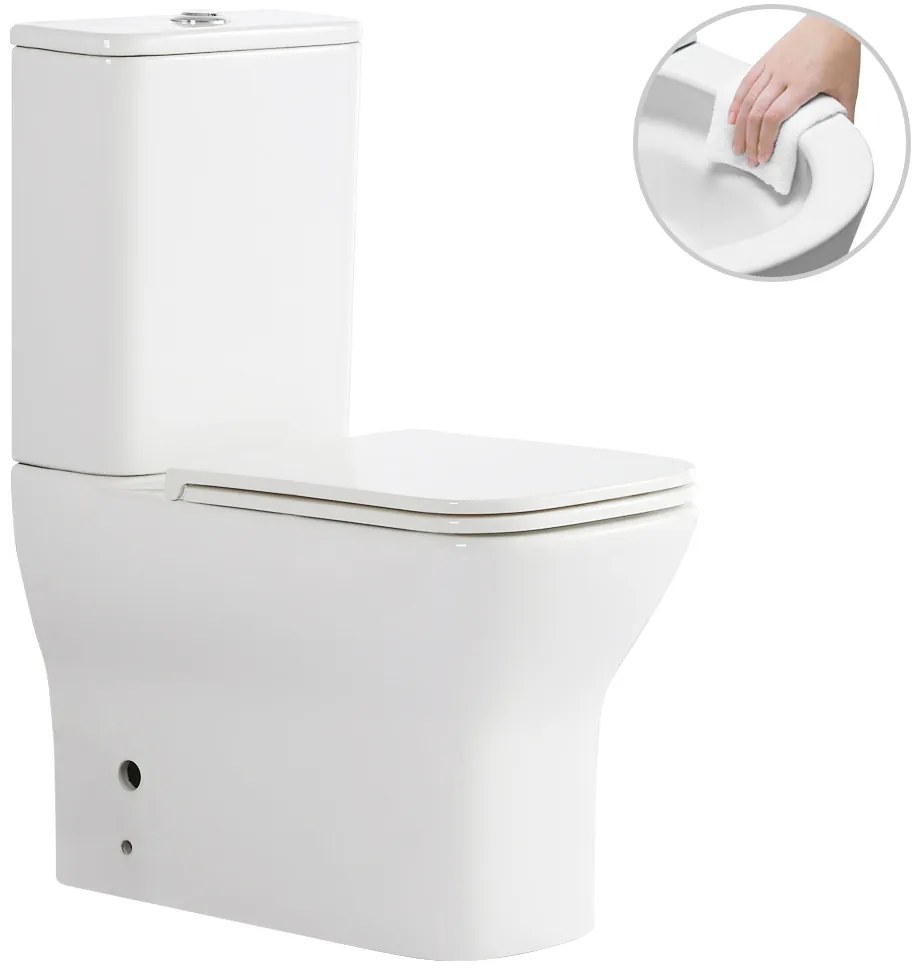 CERANO - WC kombi Hugo, keret nélküli + UF ülés - fényes fehér, CER-CER-538759