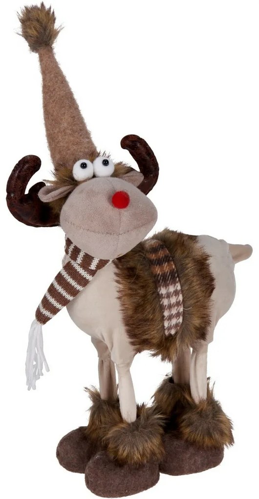 Karácsonyi dekoráció Szarvas barna-fehér sállal,23 x 15 x 37 cm