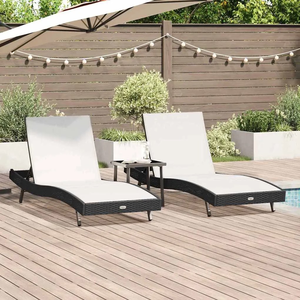 Napágyak 3 pcs Fekete és Fehér 40 x 40 x 40.5 cm polirattan