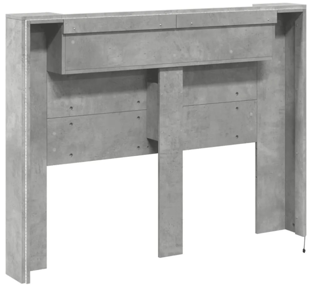 betonszürke áthidalószekrény LED-világítással 140x16,5x103,5 cm