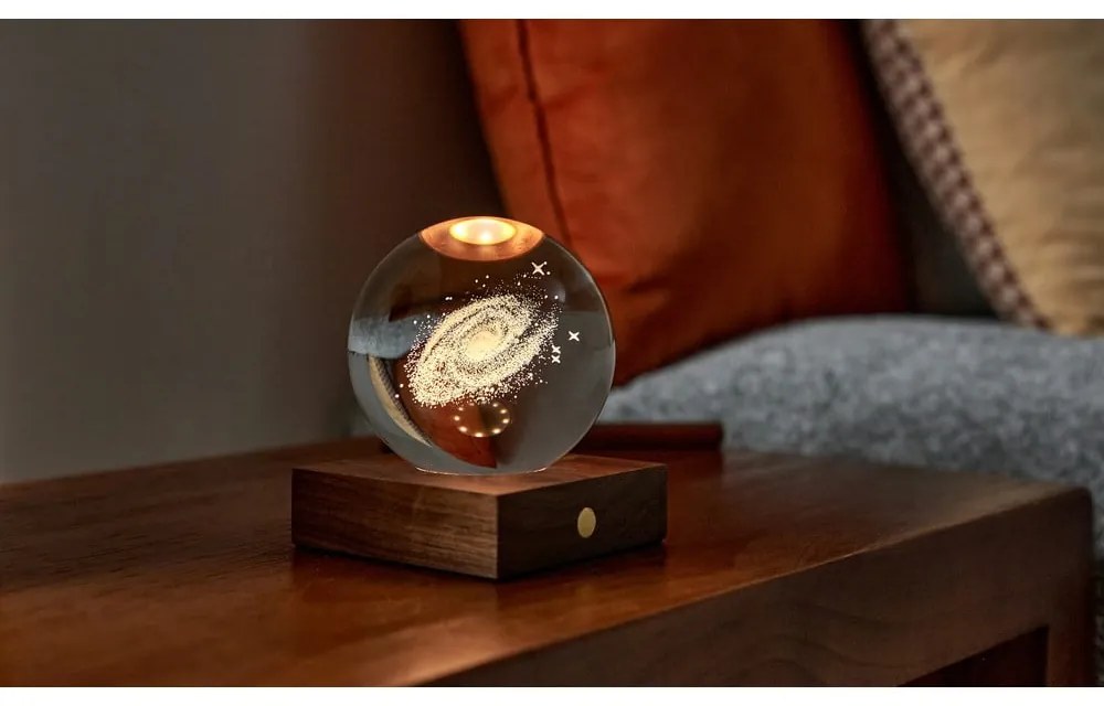 Sötétbarna szabályozható asztali lámpa üveg búrával (magasság 12 cm) Amber – Gingko