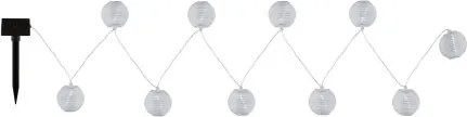 Globo 33971W Solar fényfüzér, 3 méter hosszú 10 db fehér gömbbel, IP44, akkumulátorral: AA 600mAh 1,2V, Ø75mm, tartozék: 10xLED 0,06W 3,2V, fehér fény