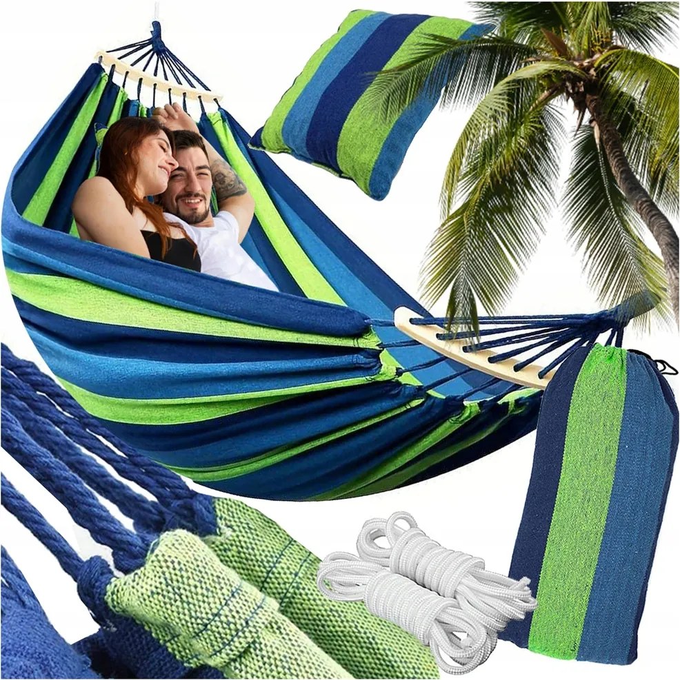 Kétszemélyes függőágy párnával brazil xxl nagy 200kg 260x150 huzat