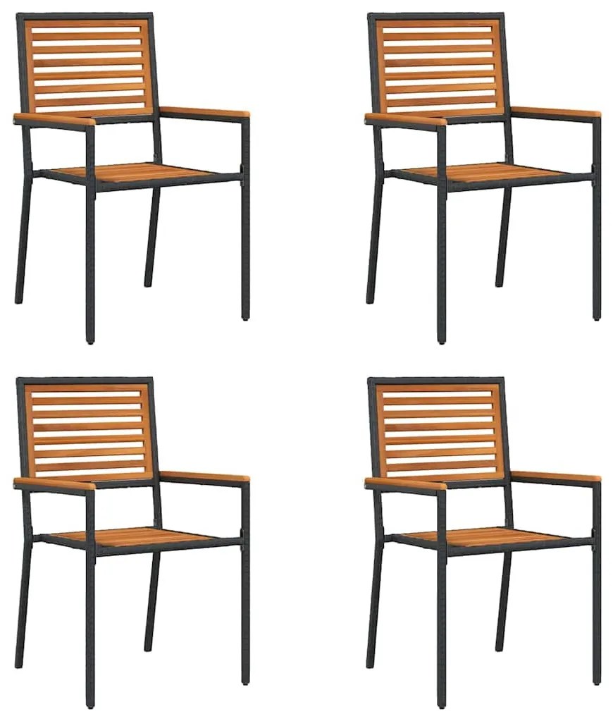 Kerti összecsukható székek 4 pcs Barna és fekete