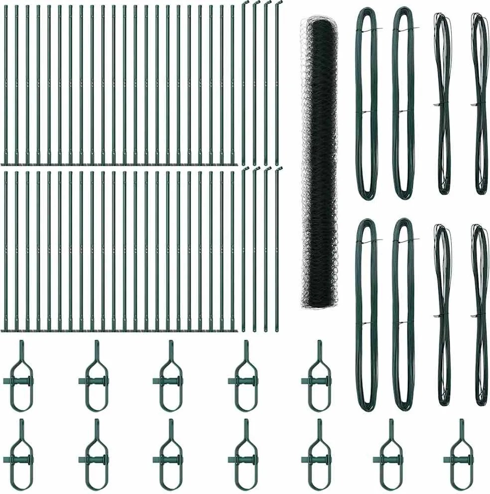vidaXL Kerítésoszlop Zöld 100 x 1,6 m (50 mm-es háló) Acél és PVC
