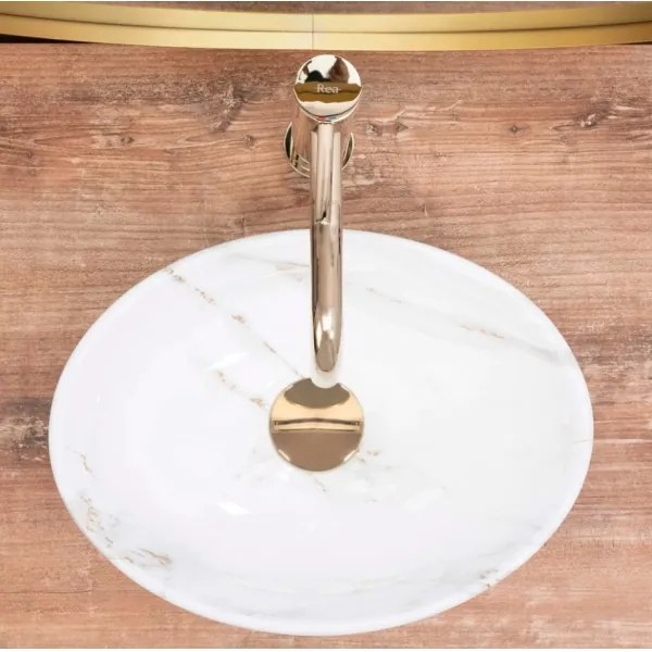 REA-U8014 - SOFIA MINI ráültethető mosdó 27x34 cm kerámia/márvány dekor