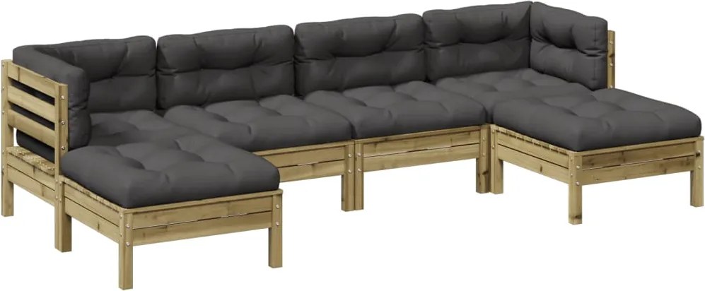 vidaXL 6 részes impregnált fenyőfa kerti ülőgarnitúra párnával