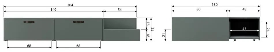 Zöldes szürke borovi fenyő gyerekágy tárolóhellyel 80x200 cm Stage – vtwonen