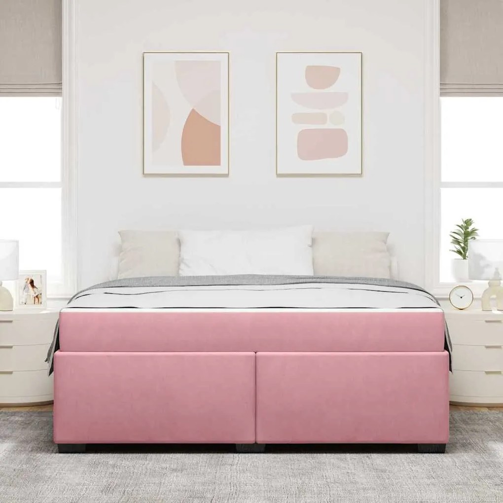 Ágykeret matracmal Rózsaszín 180 x 200 cm Bársony