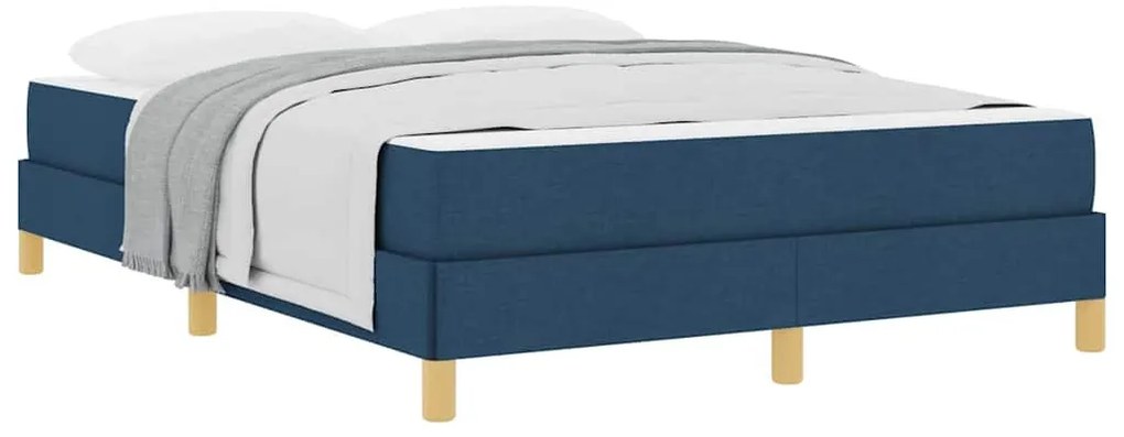 Boxrugós ágy Kék és Barna 160 x 200 cm Textil és mérnöki fa