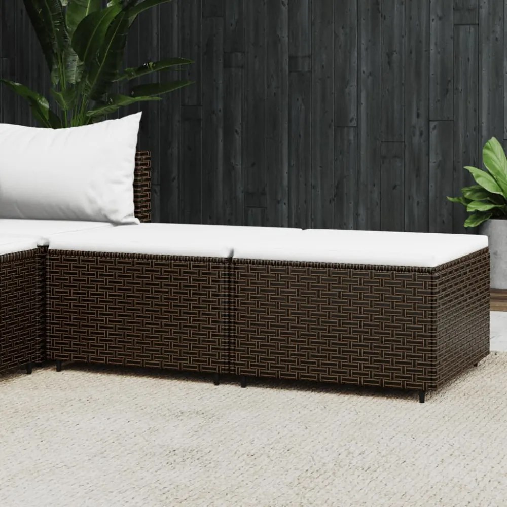 2 db barna polyrattan kerti lábtartó párnával