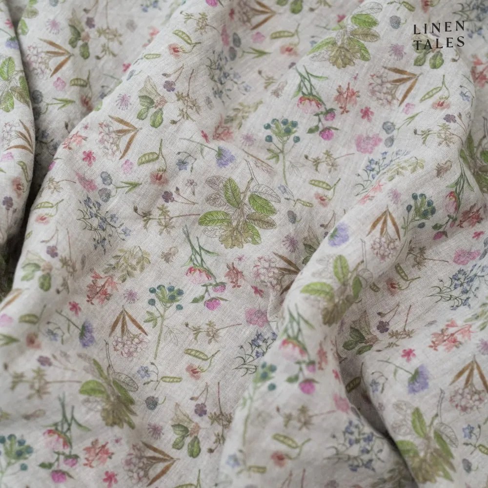 Natúr színű gumis len lepedő 140x200 cm Botany 2 – Linen Tales