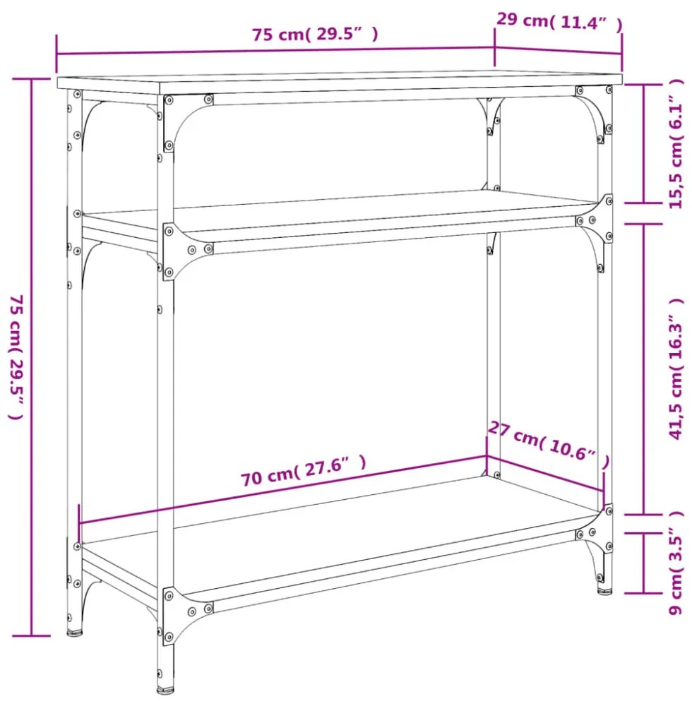 fekete szerelt fa tálalóasztal 75x29x75 cm
