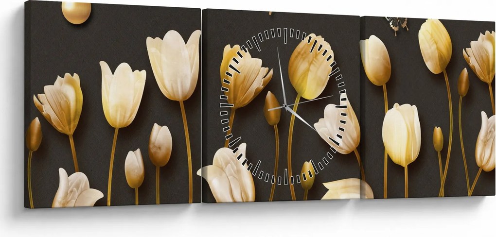 Kép - Tulipánok - absztrakt (órával) (90x30 cm)