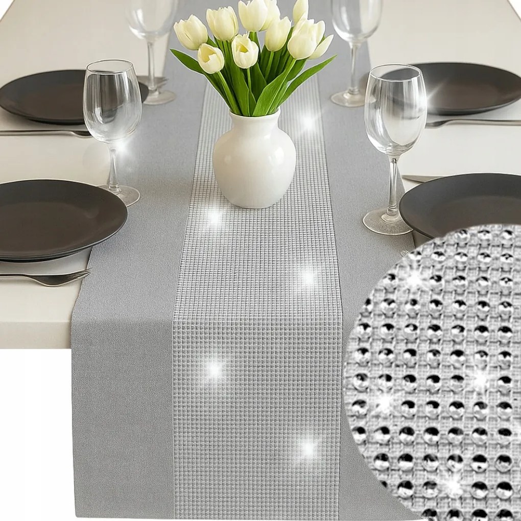 Futópad pad asztalra Szürke Cirkónia 40x180 Elegáns Ezüst Laufer