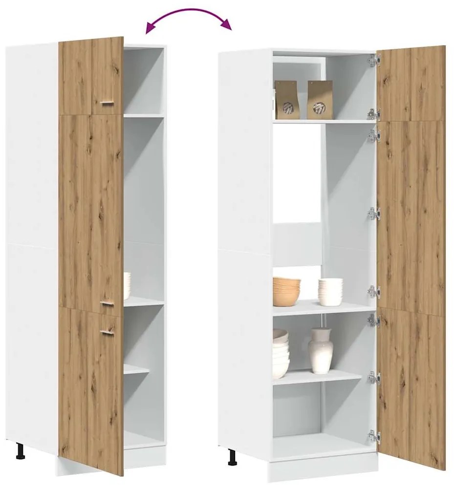 “Lyon” kézműves tölgy szerelt fa szekrény hűtőhöz