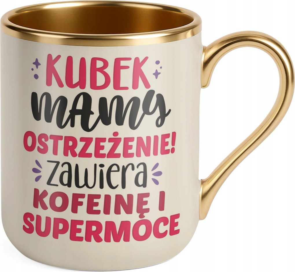 Prémium bögre Arany Ekrü Anyák napja Ajándék Anya bögre Figyelmeztetés