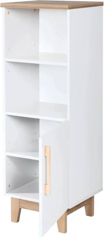 Fehér gyerek könyvespolc tölgyfa dekorral 45x128 cm Finn – Roba