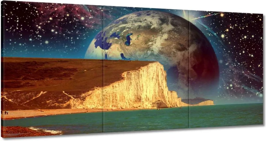 Vászonkép 60x30 Bolygó a tengeri sziklák mögött