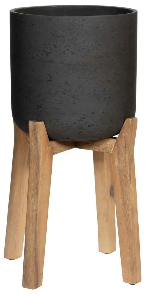 Pottery Pots Charlie Ültető magas lábakkal, antik fekete, többféle méretben - Fazekas edények méret: XXL - 41,3 cm, ⌀ 41,6 cm / h 87,5 cm, ⌀ 52 cm