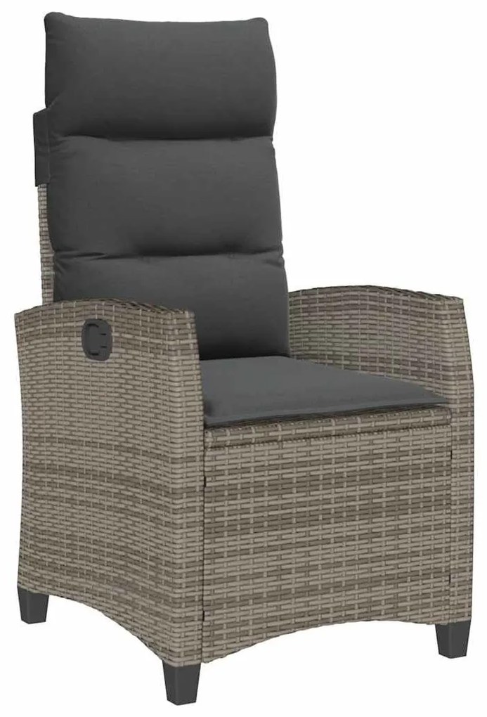 szürke polyrattan fekvő kerti szék oldalsó asztallal