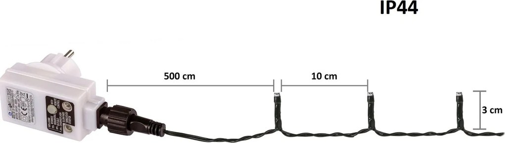 VOLTRONIC® Fényfüzér 10 m 100 LED hideg fehér  vezérlő