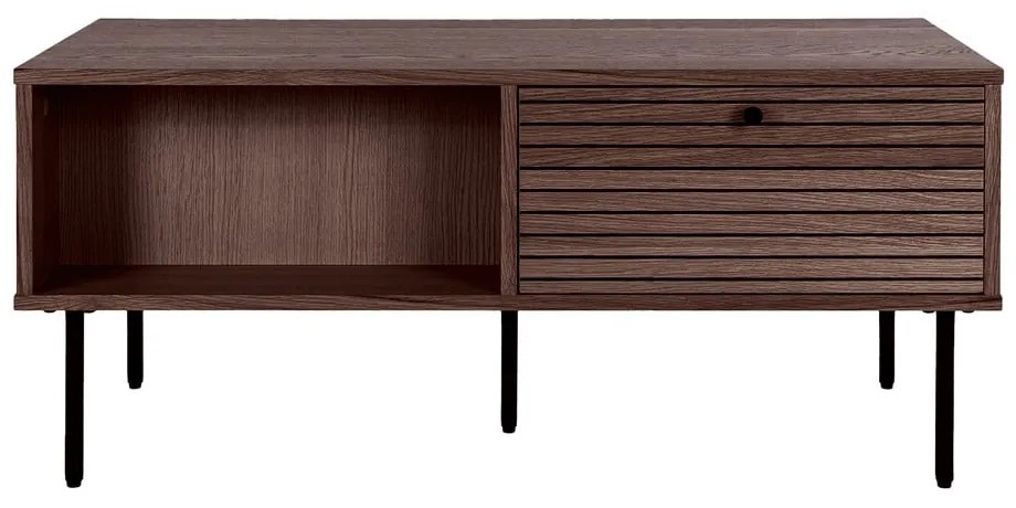 Sötétbarna dohányzóasztal tölgyfa dekorral 50x100 cm Kyoto – House Nordic