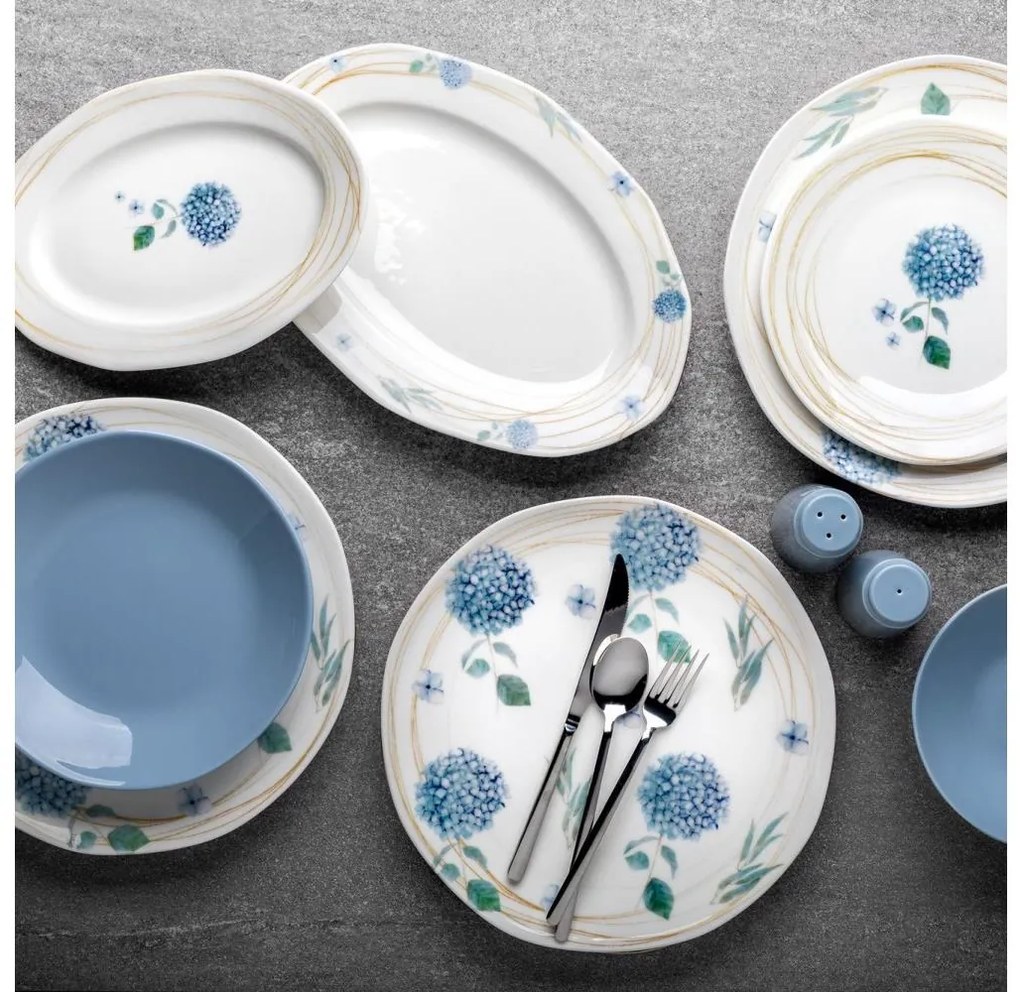 29 darabos porcelán étkészlet, fehér/kék