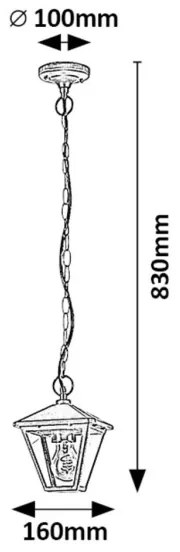 Rabalux 7149 - Kültéri csillár láncon PARAVENTO 1xE27/40W/230V IP44