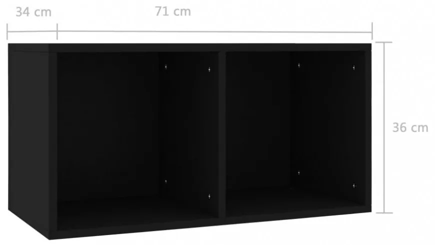 fekete szerelt fa lemeztároló doboz 71 x 34 x 36 cm