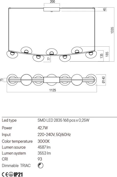REDO 01-3246 SINCLAIR Modern Led Függesztett Lámpa LED IP20