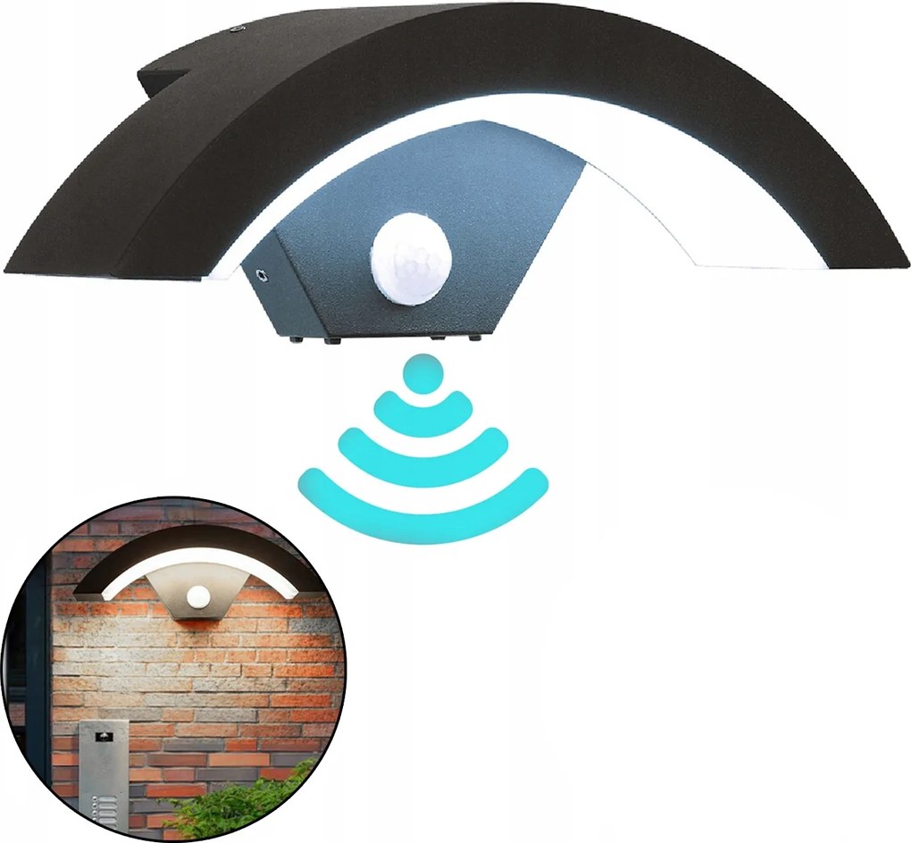 Fali lámpa Led Ajtó Felett 18W hideg szín Mozgásérzékelő Megakábel