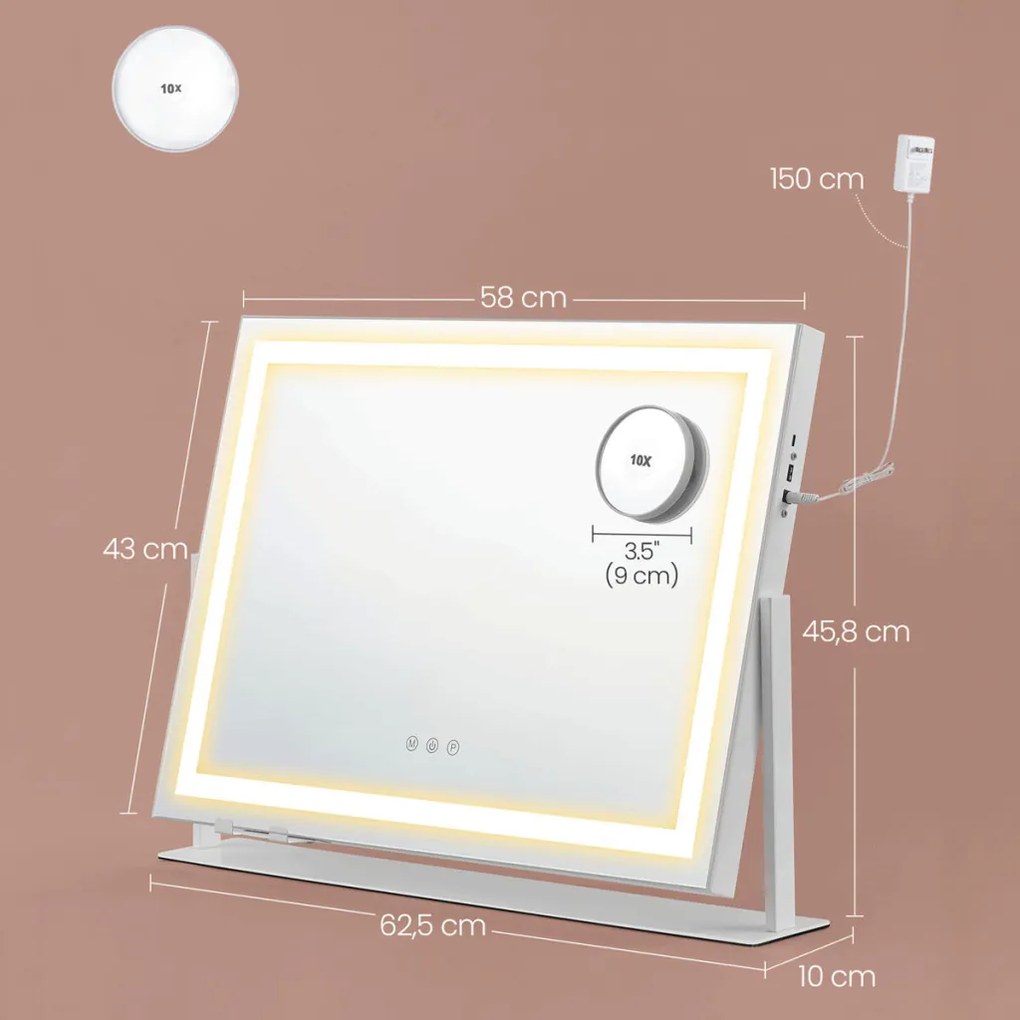 Fehér kozmetikai tükör AZR-E1102 WT