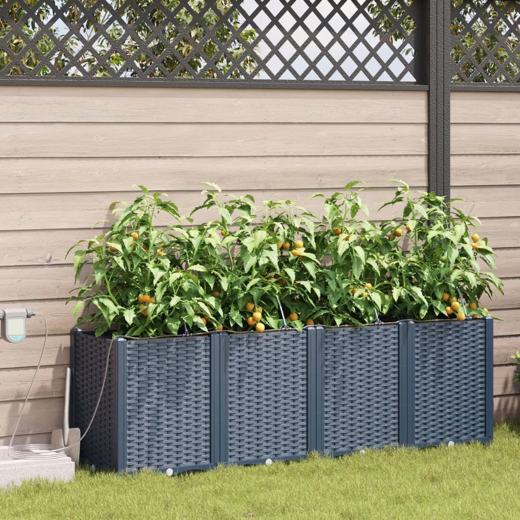 Kerti ültetők Szürke 160 x 40 x 52 cm Acél