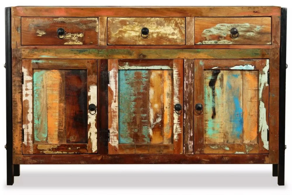 tömör újrahasznosított fa tálaló 120 x 35 x 76 cm