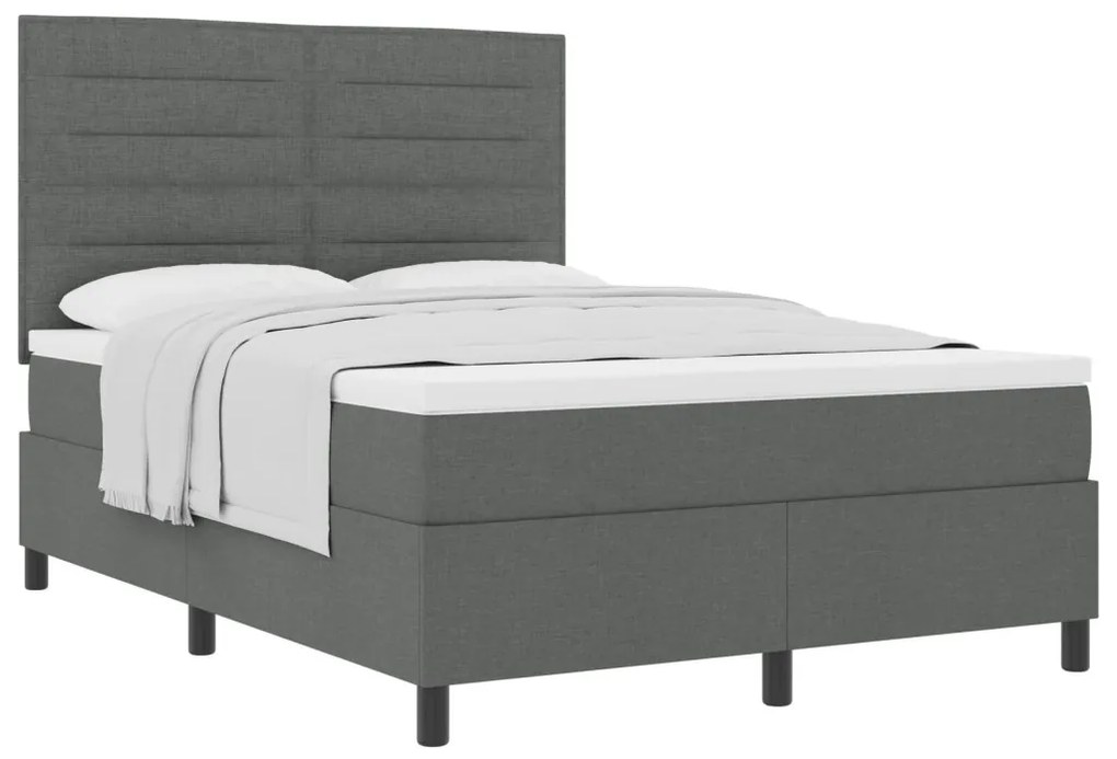 vidaXL Boxspring ágy matraccal Sötét szürke 160x200 cm Szövet