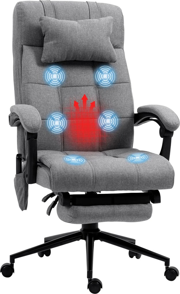 Vinsetto Masszázsfunkciós Irodai Szék, Ergonomikus Íróasztali Szék Dőlésszög Kikapcsolással, Derékmelegítéssel, Magasságban Állítható Számítógépes Szé