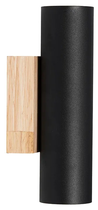 Modern fali lámpa fekete fával 2 lámpás - Jeana