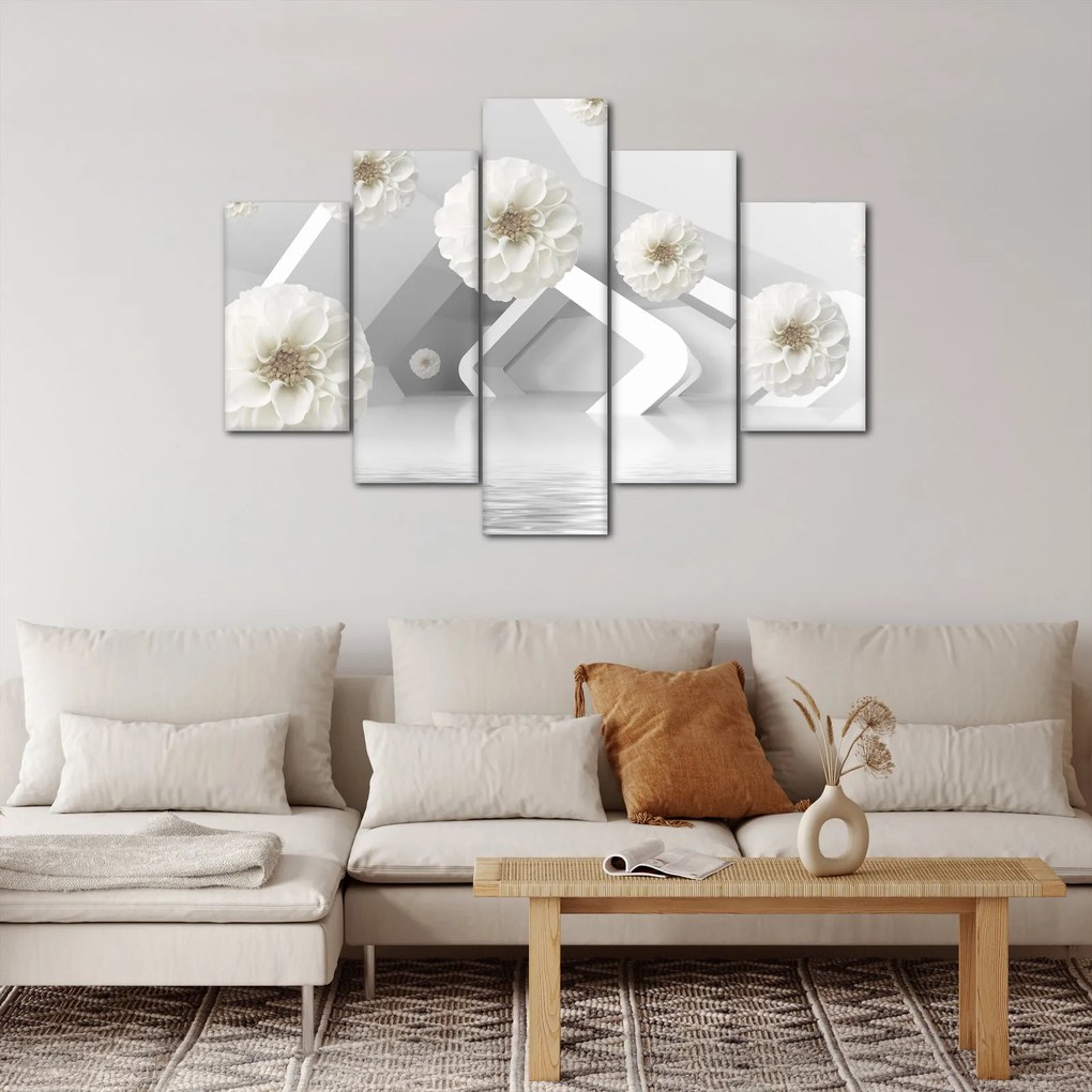 Absztrakt kép fehér virágokkal (150x105 cm)
