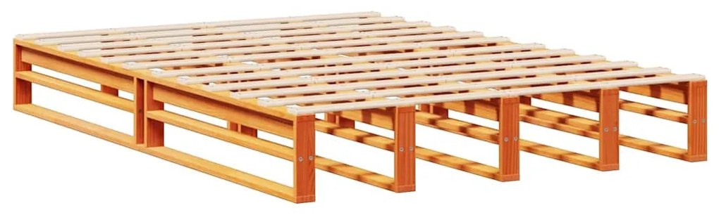 viaszbarna tömör fa könyvespolcos ágy matrac nélkül 140 x 200cm