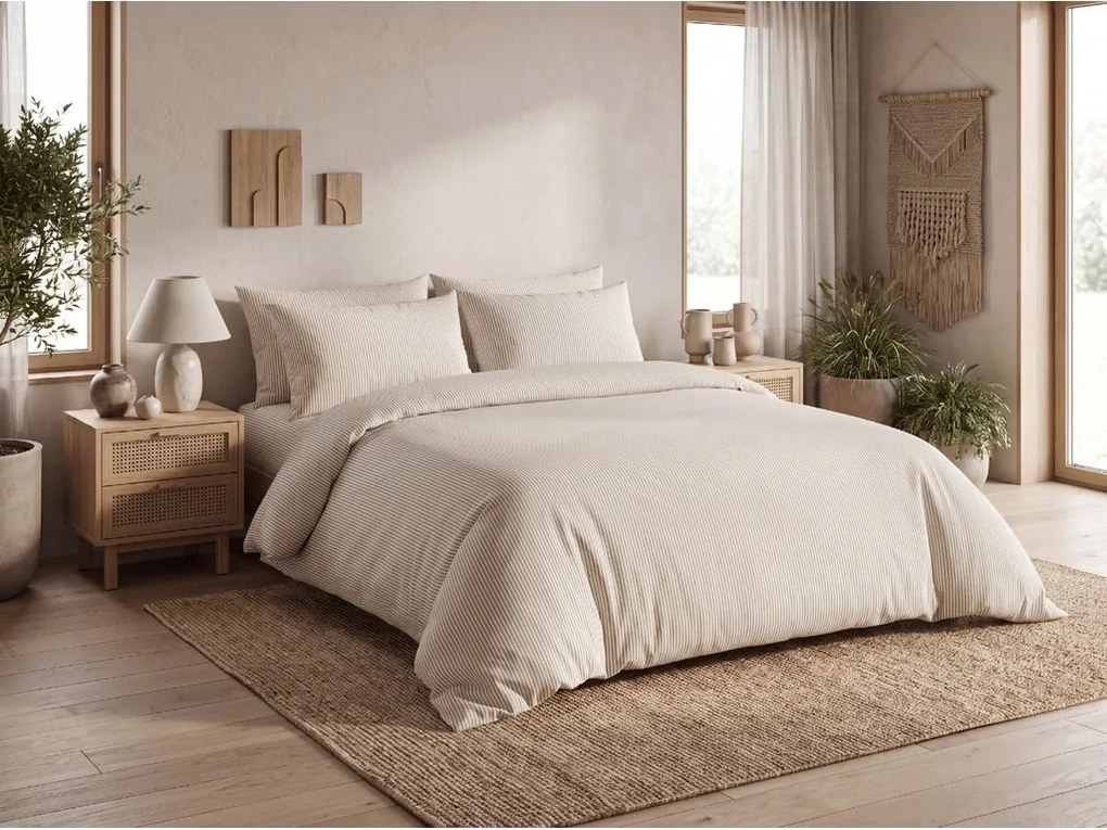 Pamut ágynemű SOFT STRIPES bézs Ágyneműhuzat mérete: 70 x 80 cm | 140 x 200 cm