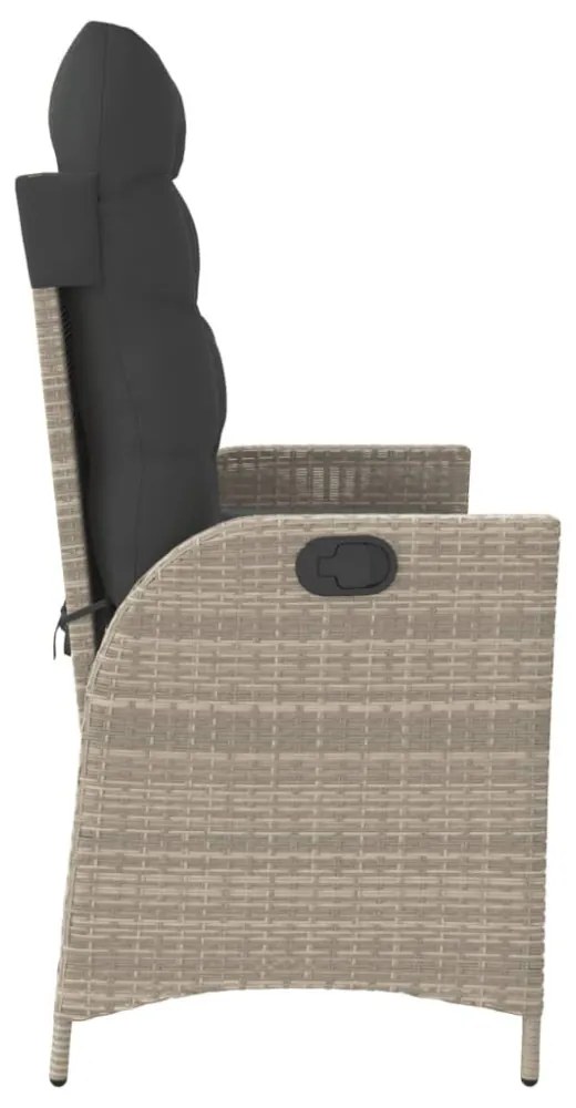 világosszürke polyrattan dönthető kerti pad párnával