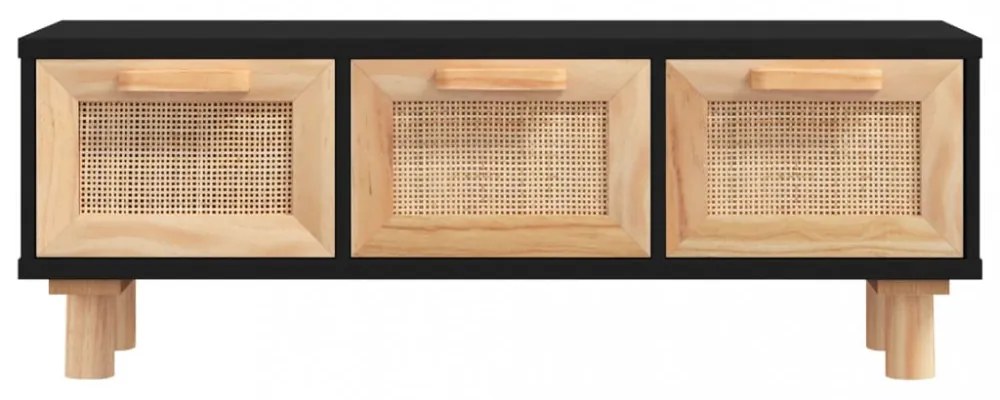 fekete szerelt fa és tömör fenyőfa dohányzóasztal 80x40x30 cm