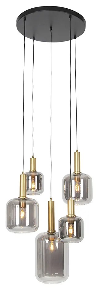 Okos függőlámpa fekete arannyal füstüveggel, 5 Wifi A60 - Zuzanna